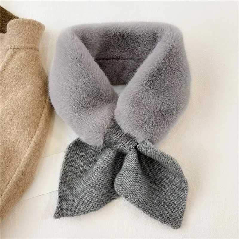 Scarves Wraps Korean Winter Children Scarf Cute Cold-Proof Kids Neckerchief Solid Color Warm Plush Baby Boys Girls Knitted Bib Scarves H241213
