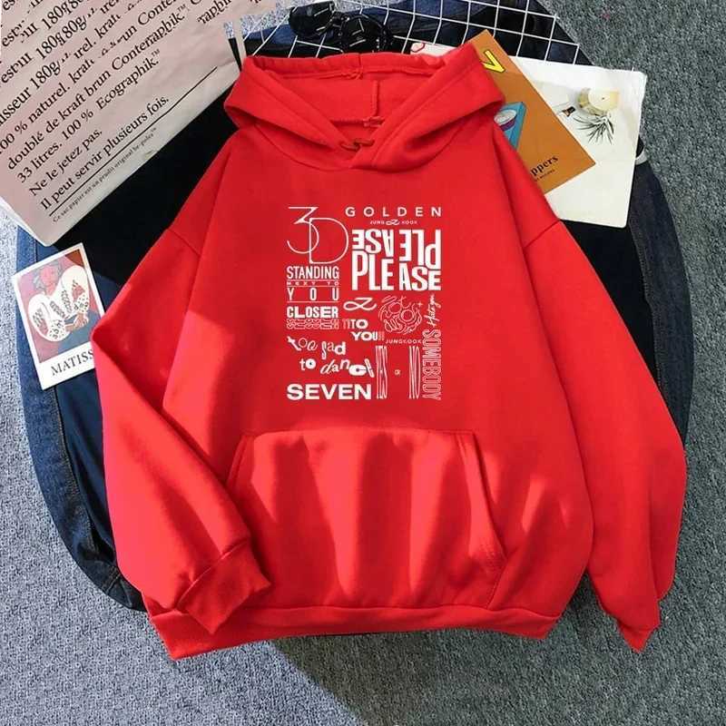JungKook Golden Hoodie Harajuku Womens Stand Next to You Unisex Autumn Winter Retro Seven Pullover Sweatshirts Korea W241213