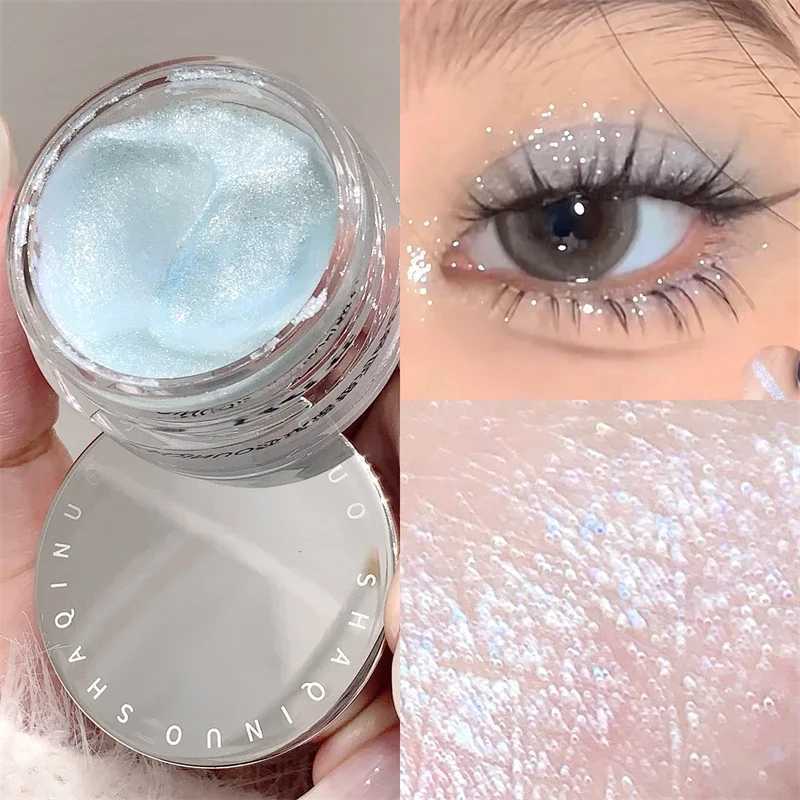 Glittering jelly gel eye shadow suntanned silk fluorescent lamp waterproof pearl shimmer fast drying and flashing eye shadow W241213