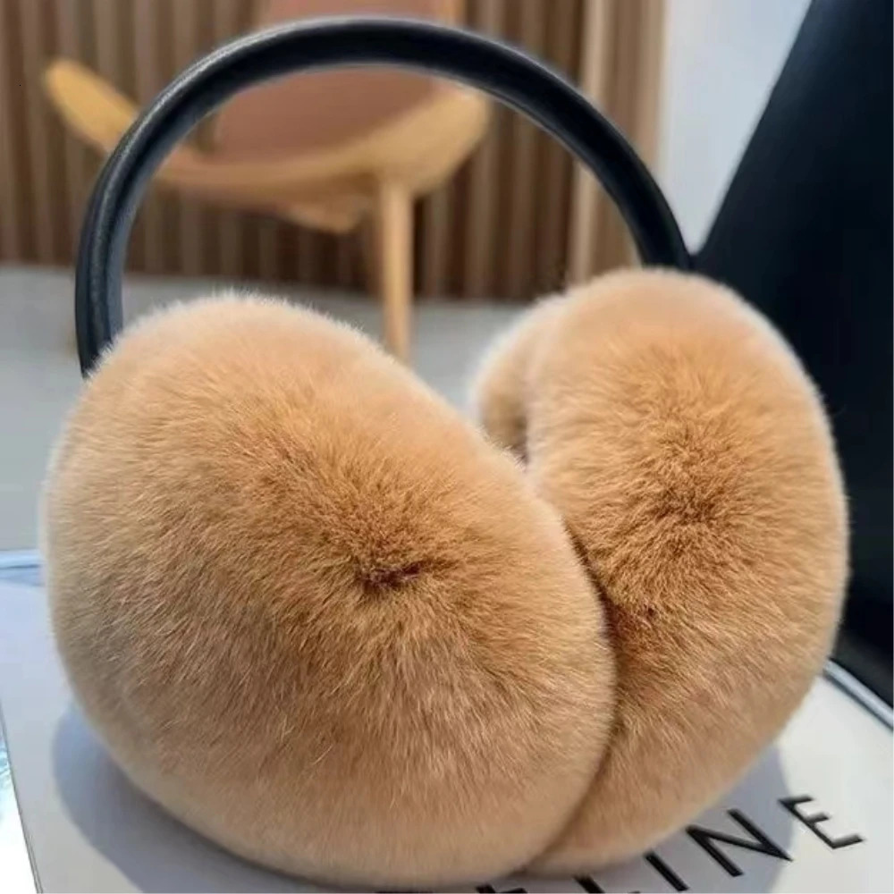 Womens natural fur earmuffs winter fur headphones soft and warm cables real Rex rabbit earmuffs cold weather 241211