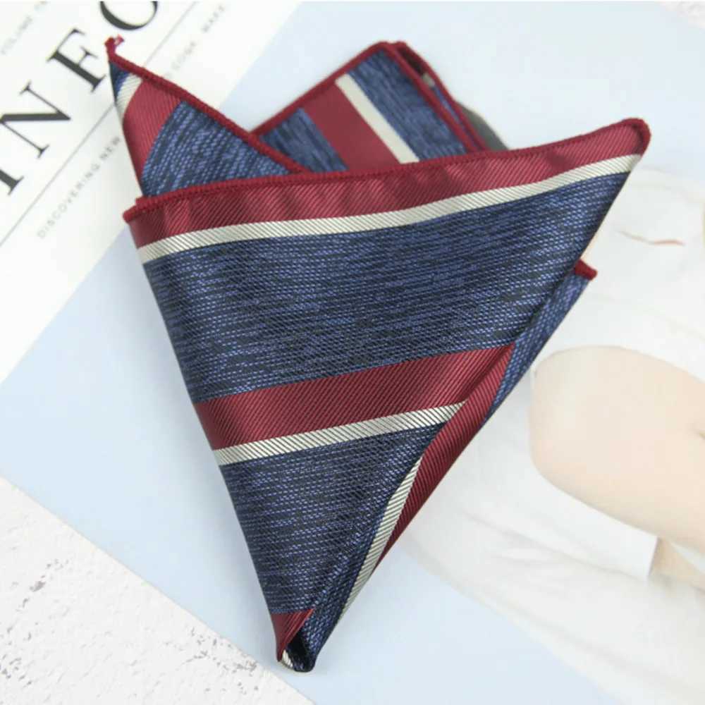 23cm Fashion Polyester Mens Pocket Square Striped Paisley Grey Handkerchief Formal Suit Tie Pocket Chest Scarf Shirt Hanky W241213