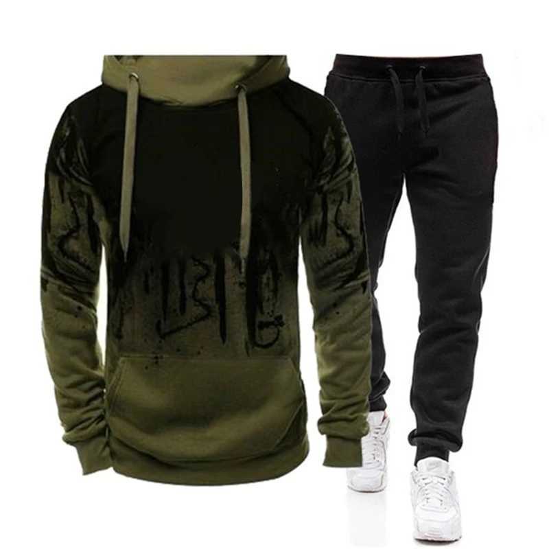 Mens Hoodie Set Mens Track Wear Sports Wear Hoodie or Sports Pants Autumn Mens Warm Clothing Zipper Sports Shirt W241213