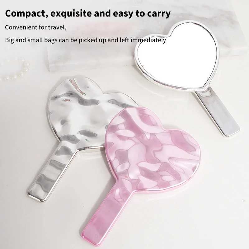 1Pcs Handheld Makeup Mirror Love Heart Mirror Female Handle Makeup Cosmetic Beauty Tools Handheld Vanity Make Up MirrorXJ241213