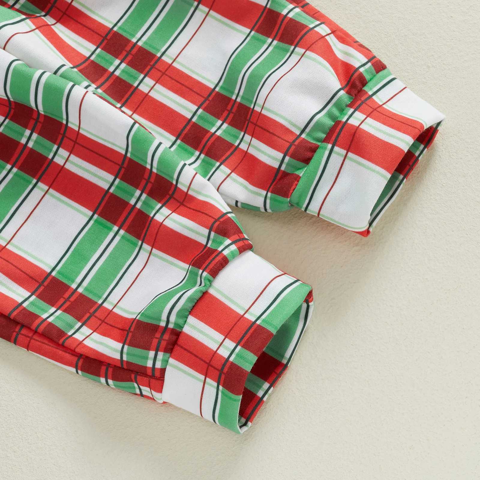 0-3 year baby boy childrens Christmas set gingerbread mens checkered pattern long sleeved sportswear elastic pants 2-piece baby set W241213