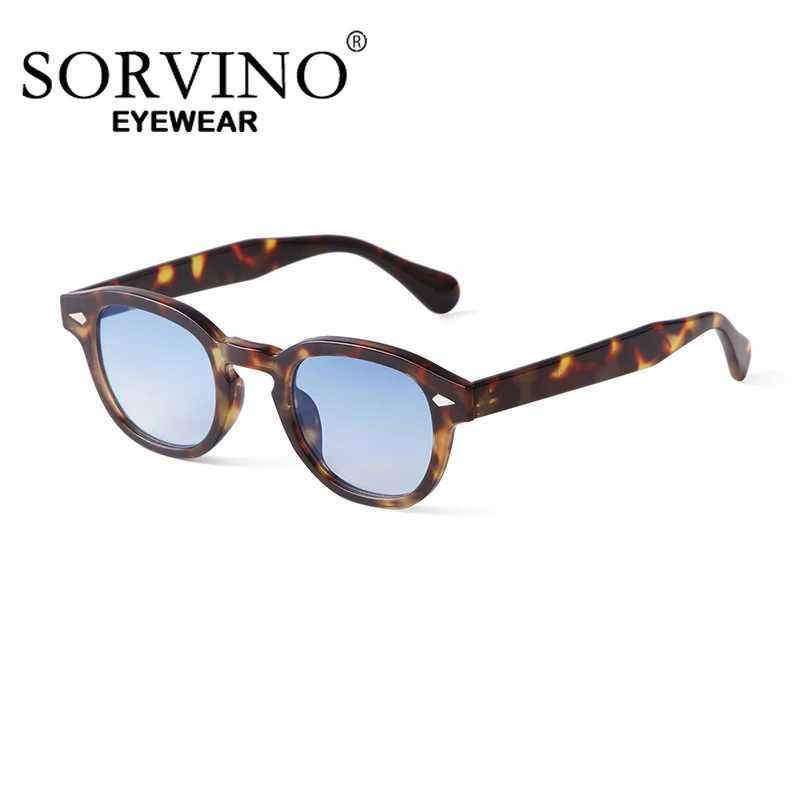 Sunglasses SORVINO 2024 Retro Rivet Tortoiseshell Round Sunglasses Women Men Brand Design Vintage Leopard Blue Len Square Sun Glasses UV400 H241213