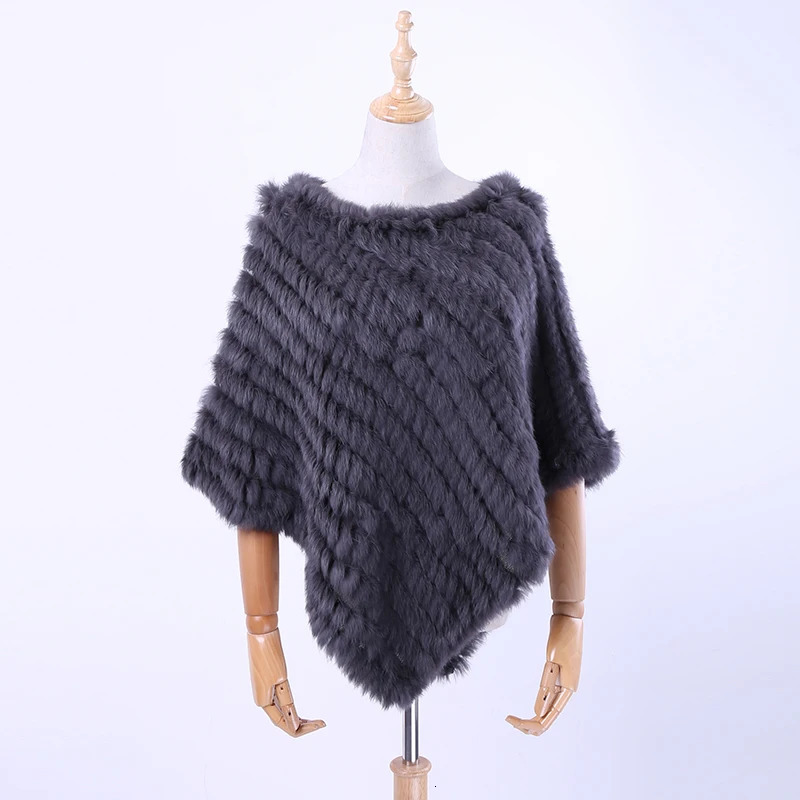 Womens Spring Autumn Genuine Real Knitted Rabbit Fur Pullover Poncho Wrap scarves natural rabbit fur Shawl triangle Cape 241212