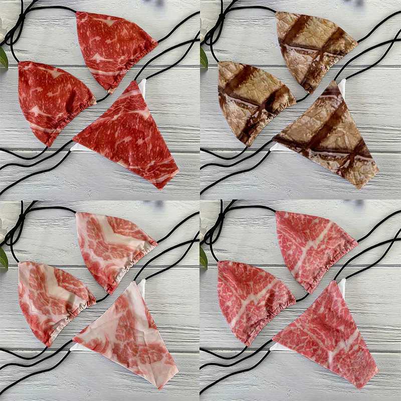 Funny pork belly pattern printed bikini set personality fashionab skinny bikini deep V summer beachwear party bikiniXJ241212