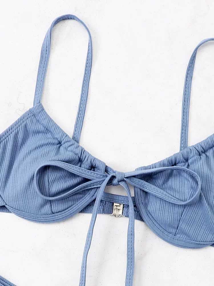 Circyy Swimsuit Women Bikini Set Solid Chic Spaghetti Strap Two-Piece Fa Swimwear New Fashion Bathing Holiday Sexy BeachwearXJ241212