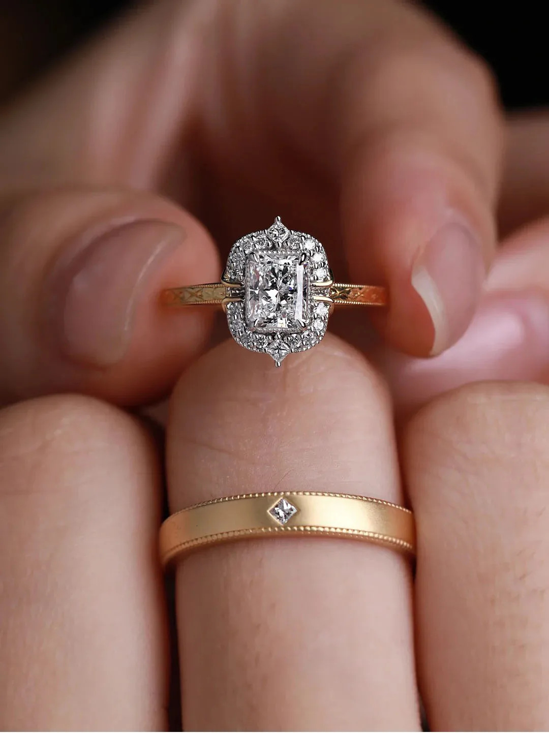 ner Handcrafted Elegant Diamond Set S925 Sterling Silver Womens Couple Ring Engraved Wedding Engagement Gift 241213