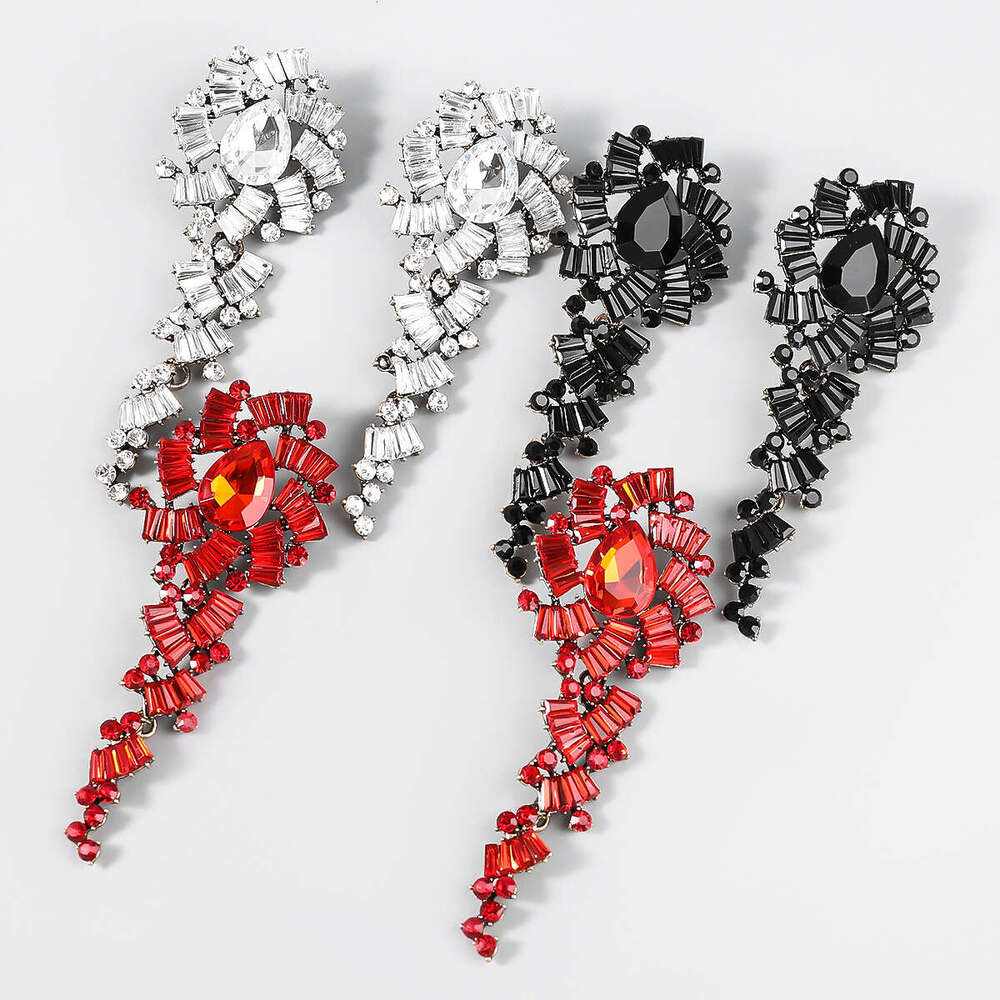 Fashion alloy dia inlaid acrylic ral long for women's party earrings