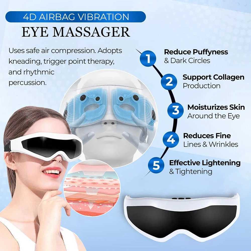 Electric magnetic eye massager face mask wireless migraine vision improvement forehead vibration glasses eye massager medical care W241213