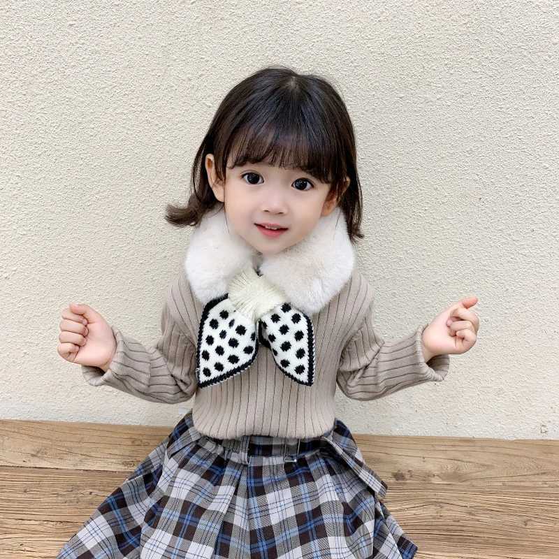 Scarves Wraps Korean Sweet Baby Scarf Imitation Rabbit Fur Winter Thick Warm Neckerchief for Princess Girl Outdoor Anti-Cold Kids Neck Cover H241213