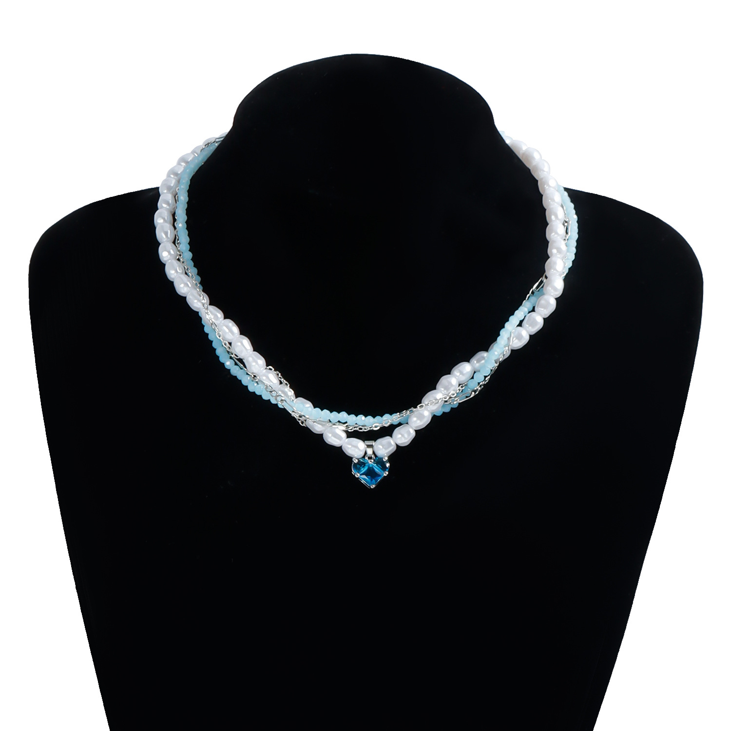 European-Style Pearl Crystal Zircon Heart Pendant Necklace for Women - Light Luxury Layered Choker Y2K Jewelry Party Birthday Wedding Gifts Valentine&
