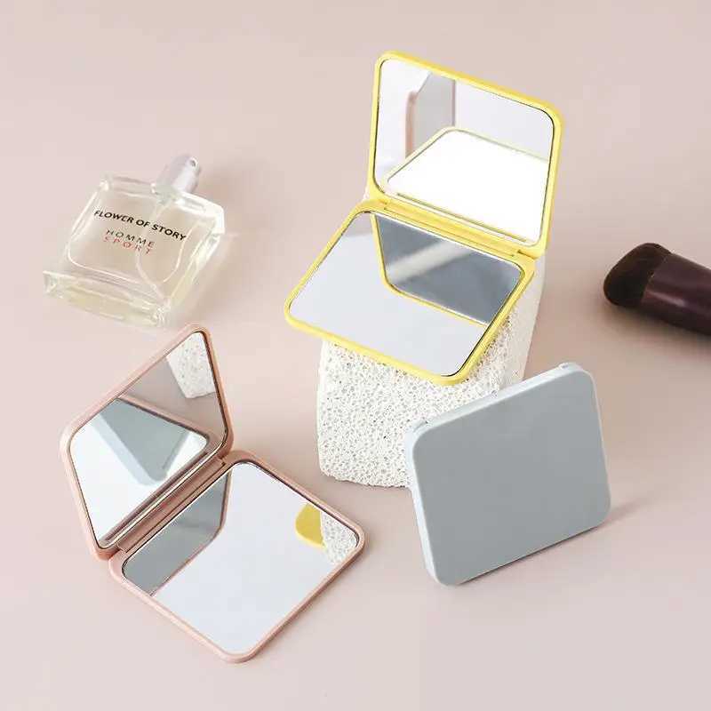 2-face Makeup Mirror Square Portable Cute Girls Gift Hand Mini Mirror Pocket Double-sided Makeup Mirror Compact Multiple ColorsXJ241213