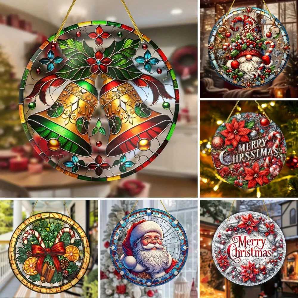 Sunglasses Acrylic Christmas Sun Catcher - Stained Glass Window Hanging Perfect for Porch Room Garden Bar Decor | Ideal Holiday Gift H241213