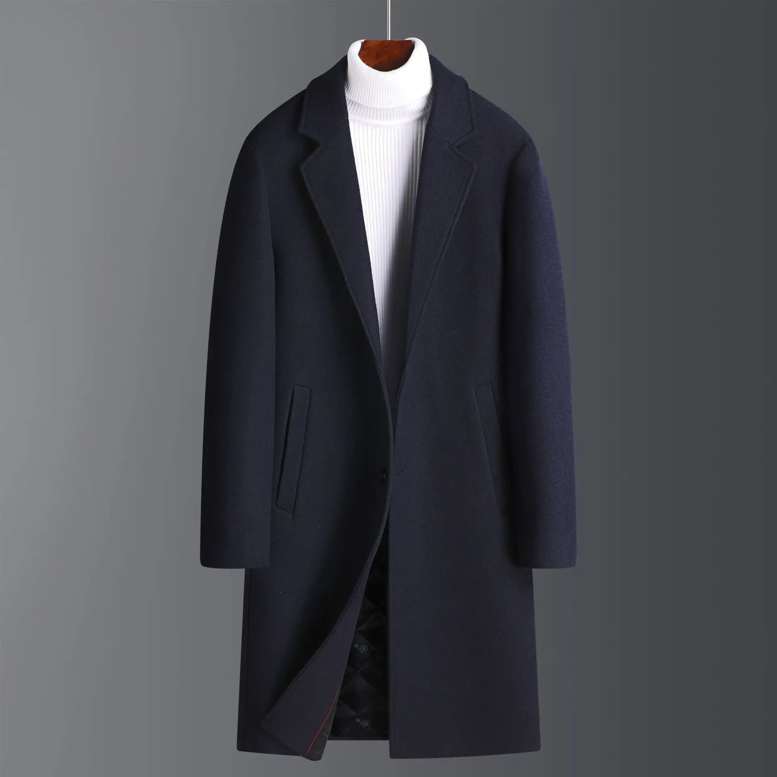 Mens Medium And long length Business Casual Outerwear including Woolen Overcoats and Windbreakers For Autumn Winter 241213