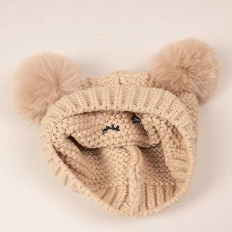 Autumn Winter Baby Hat Girls Boys Beanie Bonnet Kids Cute Double Ball Knit Hats Solid Newborn Accessories Warmer StuffXJ241213