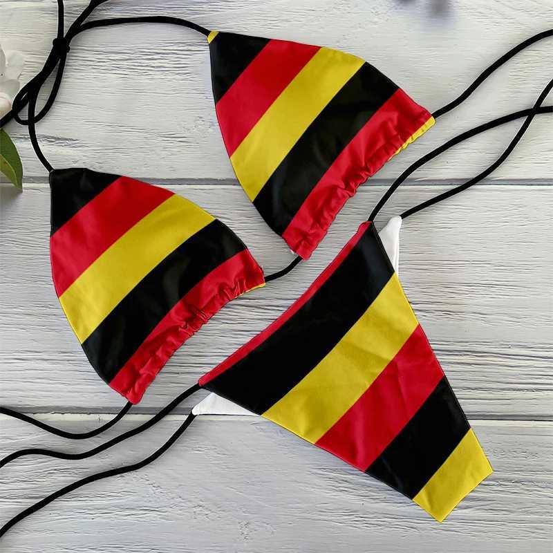 Funny flag pattern printed swimsuit ladies beach swimming two-piece suit womens bikini fashion giftXJ241212