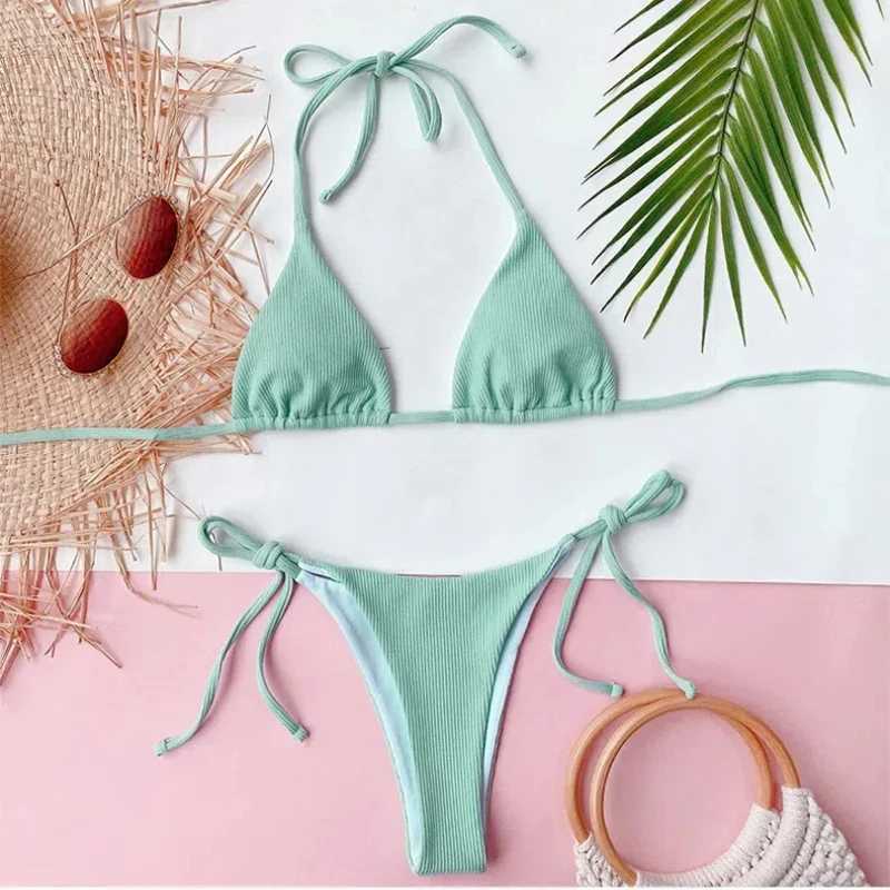 Sexy Red Micro Bikini 2024 Women Swimsuit Fa Swimwear Thong Bikinis Set Brazilian Beach Wear Bathing Suit Strings BiquiniXJ241212