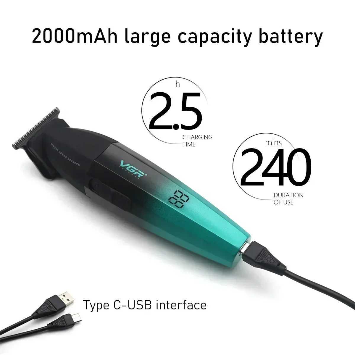VGR V-003 V-906 Full Metal Professional Hair Cutting Machine Kit for Men DLC Blade Hair Clipper 9000RPM Hair Cutting MachineXJ241213