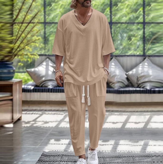Luxury Designer Fashion Loose Tracksuits Outfit Men's Casual Two-Piece Summer Set Solid Color Collar Short-Sleeved Pant Suit Streetwear Two Piece