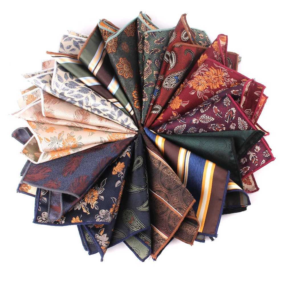 New Jacquard Pocket Square Floral Chest Towel Striped Handkerchief Groom Hankies Mens Handkerchiefs Wedding Pocket Towel Gifts W241213
