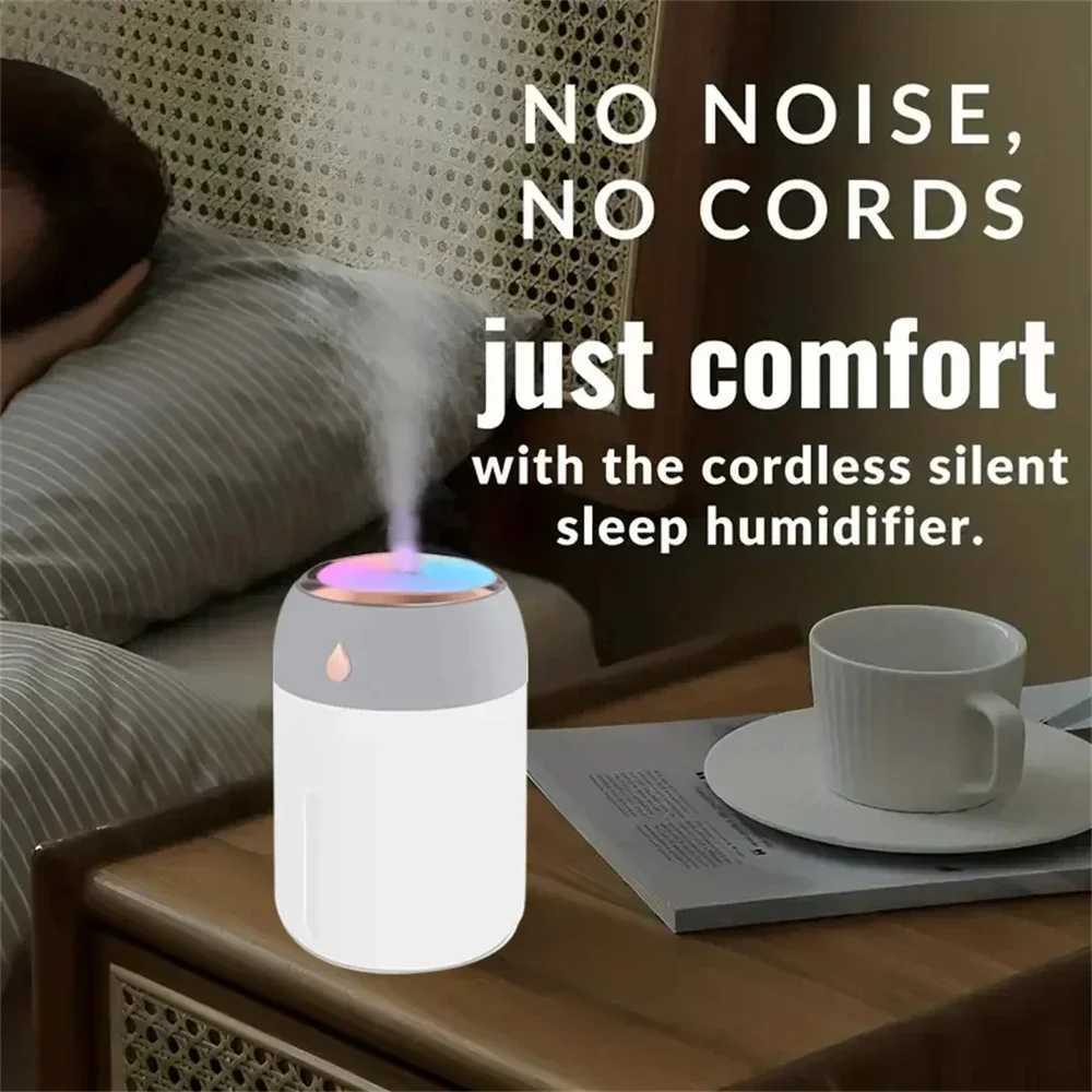 Mini USB Portable Air Humidifier Aroma Diffuser LED Cool Light Mist for Room Home Car Plant Purifier 330ml XJ241213