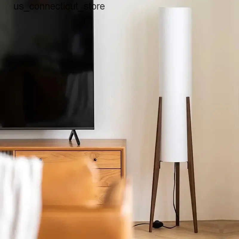 Floor Lamps Vintage Walnut Living Room Led Floor Lamps Bedroom Bedside Lamp Ambient Light Sofa Side Study Reading Lights Home Decoration L240910