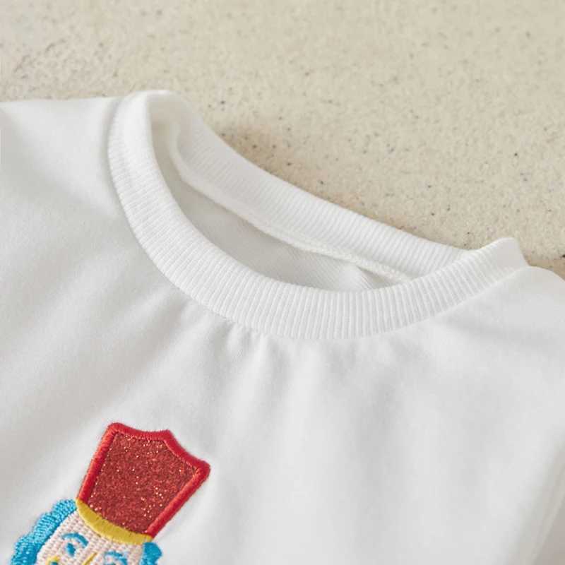 Suefenskry Baby Girl Christmas Set Soldier Embroidered Long Sleeve Sweatshirt Shining Star Printed Elastic Waist Gaul Skirt W241213