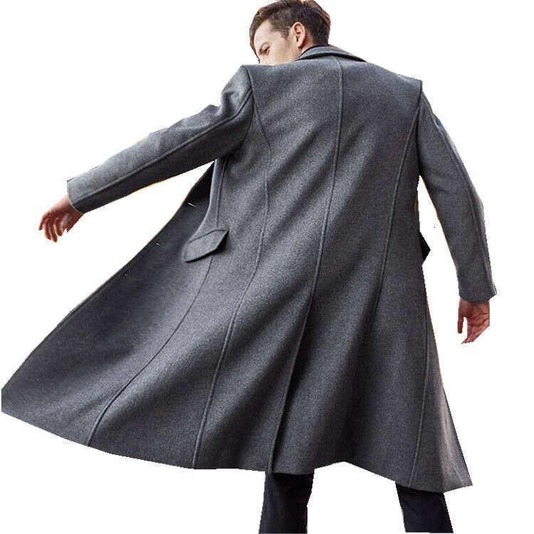 Cross Border New Foreign Trade British Long Windbreaker Men's Woolen Coat