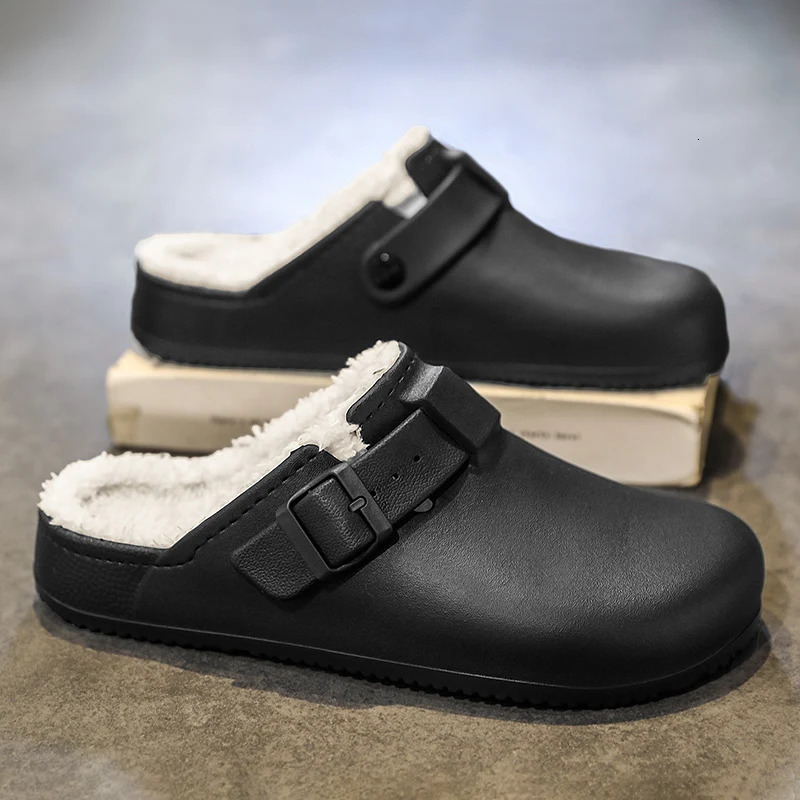 Waterproof Slipper Men's Slippers Couple Women Home Shoes Add Veet Non-Slip Wear-resistant Indoor Unisex Soft and Comfortable