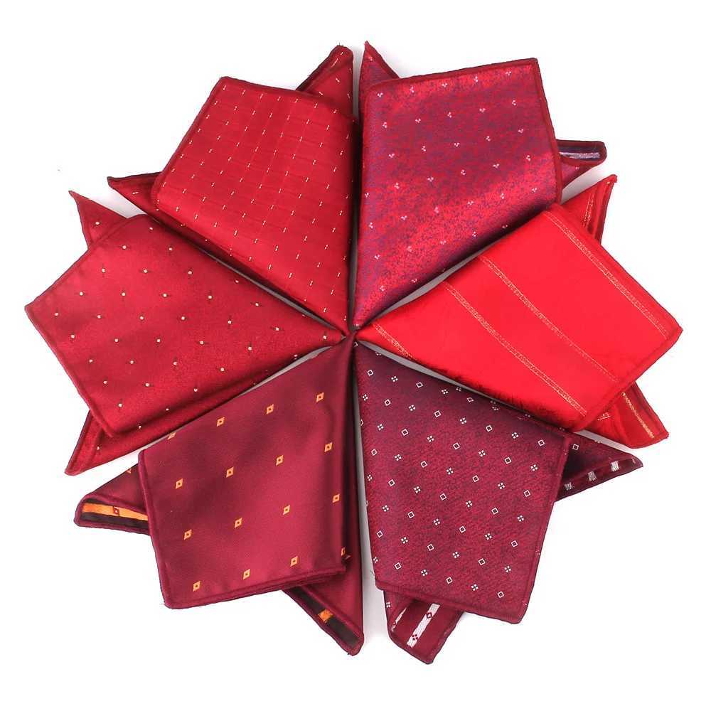 New Red Pocket Square Mens Jacquard Box Towel Wedding Hanji Gentlemen Hanji Mens Handheld Chief Groom Pocket Towel W241213