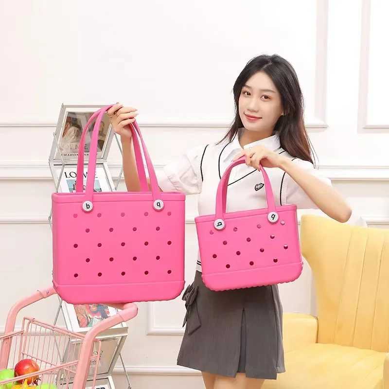 Rubber Wenbo Ge Bag Fi Summer Swimming Pool Shopping Handbag EVA Small Capacity Shopping Basket Fem Makeup Handbag Beach Jelly Bag Y241212
