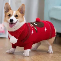 Christmas Outfit Knit Dog Winter Sweater Apparel Cat Puppy Clothing Xmas Pet Costume Coat Corgi Clothes HF66