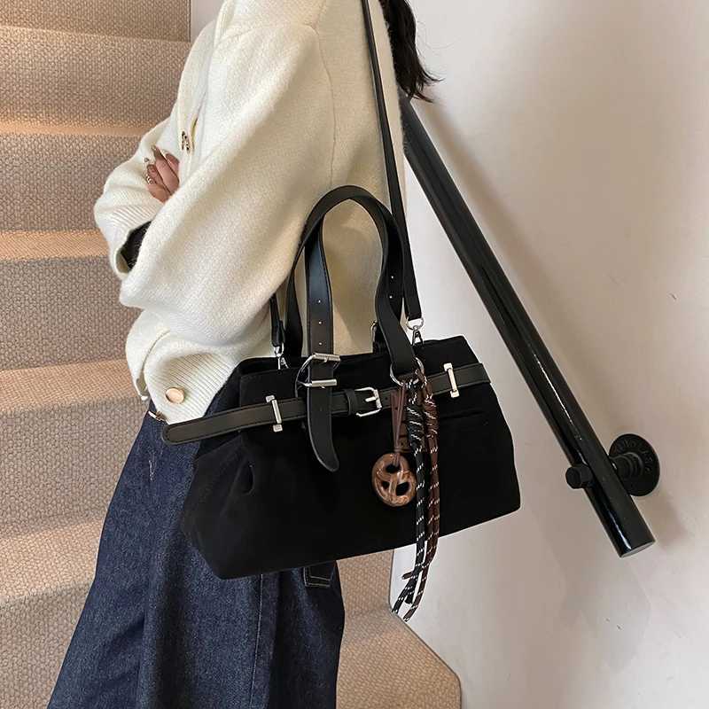 Belt Buckle Design Top-handle Bags For Women Soft Suede Large Capacity Shoulder Crossbody Bag 2024 Winter New Designer Handbags B250618