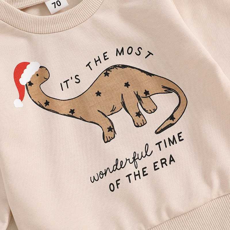 Baby girl boy Christmas set reindeer snowflake print long sleeved hooded sweatshirt with striped pants suitable for young children W241213