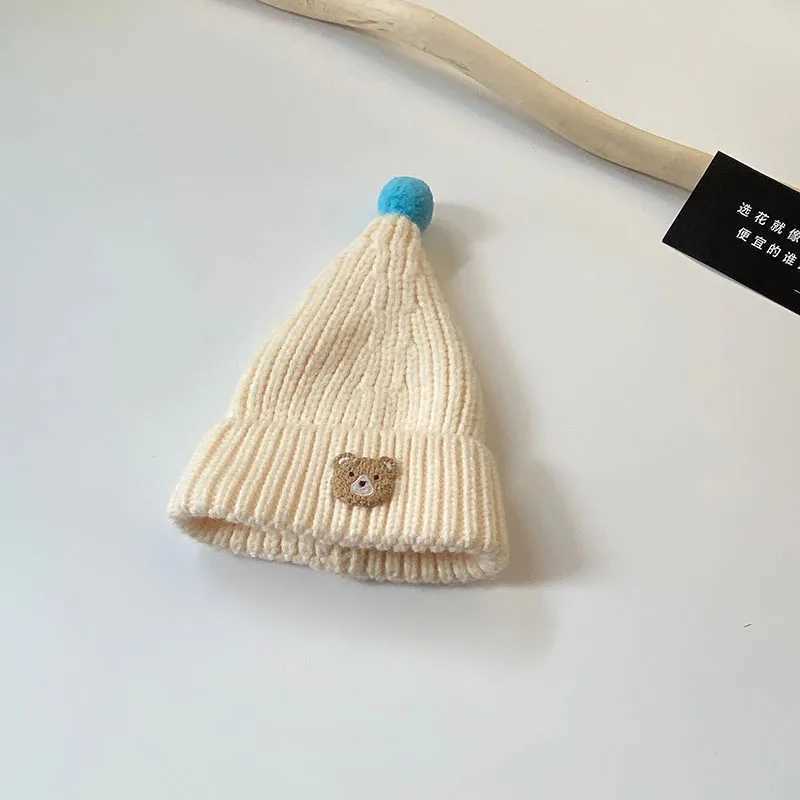 MILANCEL Winter Baby Hat Infant Bear Head Knitted Baby Cute Elastic Woolen Yarn CapXJ241213