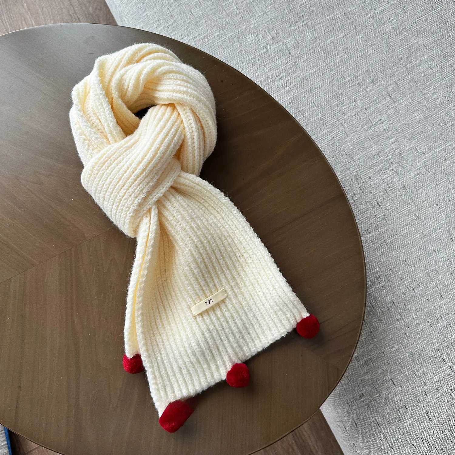 Scarves Wraps Baby Winter Warm Shawl New Year Christmas Red Scarves Cute Girls Knitted Long Scarf Children Boys Solid Color Hairy Soft Scarf H241213