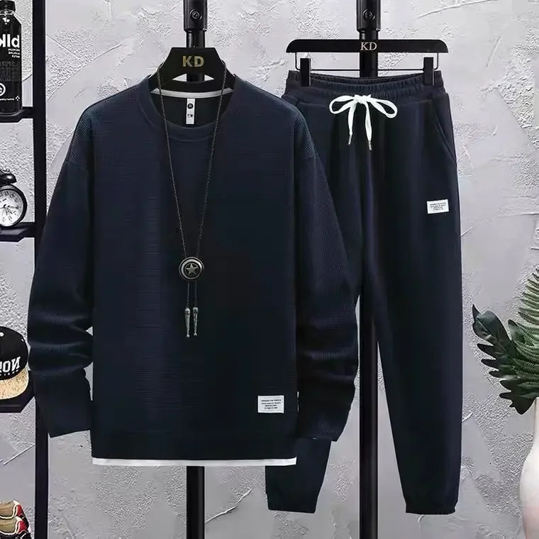 2024 autumn sportswear mens highquality round neck long sleevedmens set fashionable track and field clothing 241211
