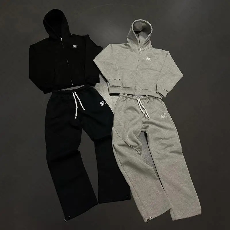 Casual mens Y2K streetwear Harajuku Grunge Gothic aesthetic letter printing fashion pants loose zipper hoodie hip-hop unisex 241212