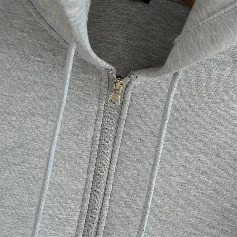 Winter Womens Zipper Hoodie High Street Unisex Double Pocket Oversized Loose Sweater Top 241211