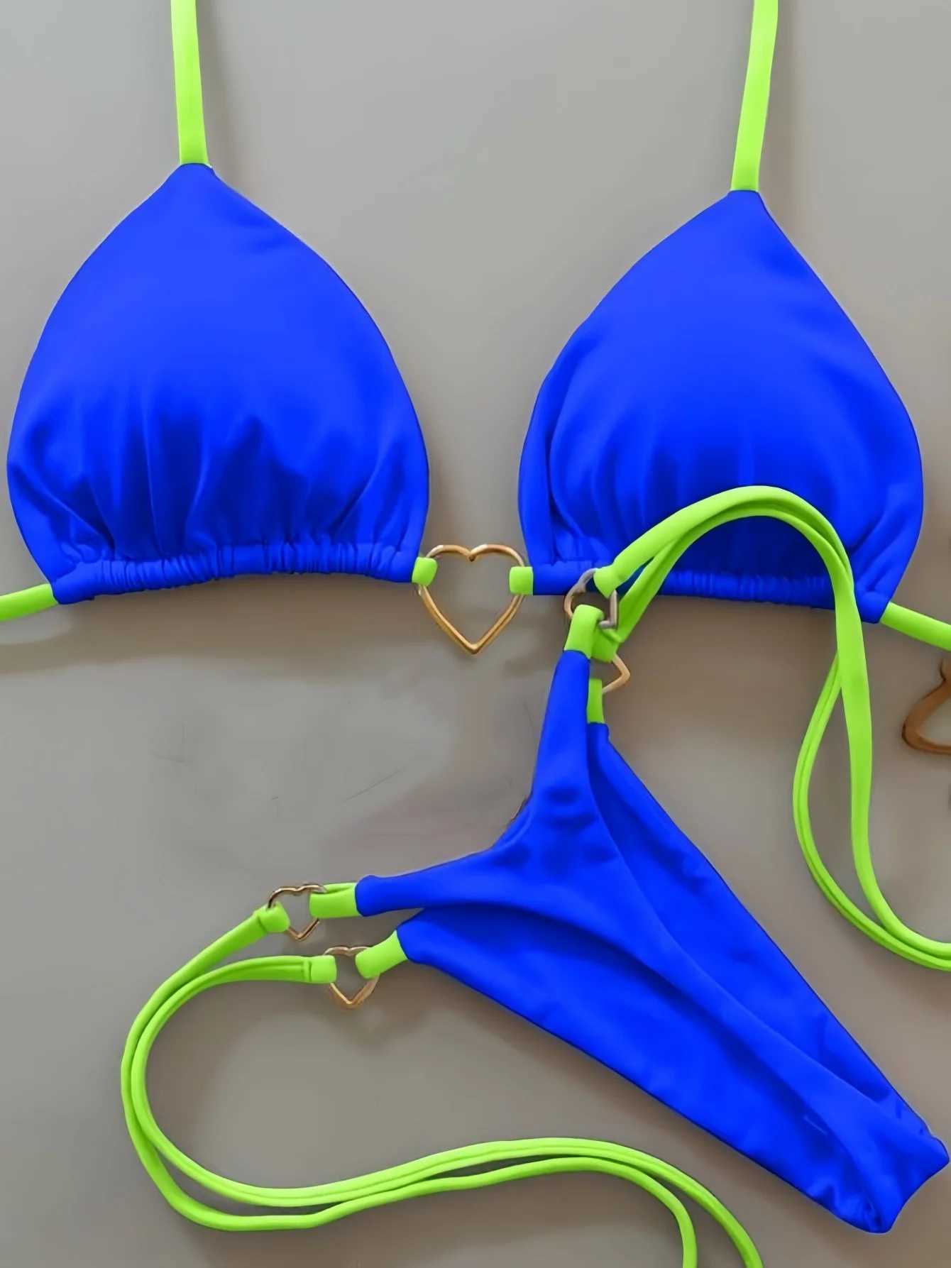 2024 New Sexy Low Waisted Bikini Set Swimsuit Fa Swimwear Women Solid Strappy Beachwear Bathing Suits Brazilian biquiniXJ241212