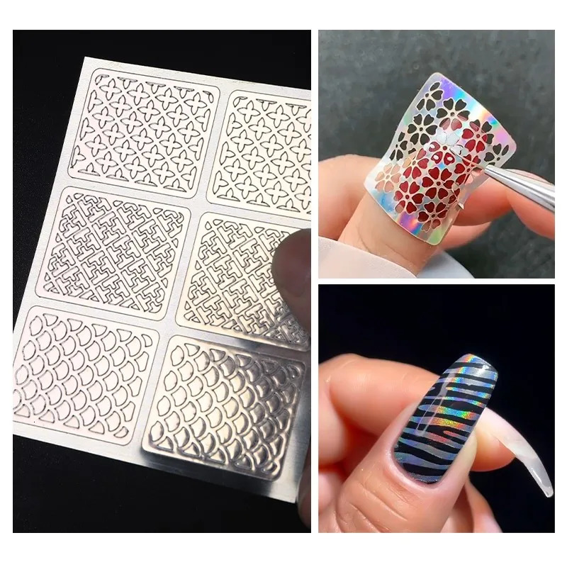 12/24 Nail Art Hollow Stickers Printing Template Laser Korean and French Love Star Stickers Hand Adhesive Paper Mold 241205