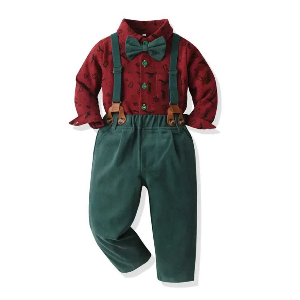 Childrens Mens Childrens Clothing Set Long Sleeve Shirt+Pants Set Youth Formal Set Christmas Set 1 2 3 4 5Y Set W241213