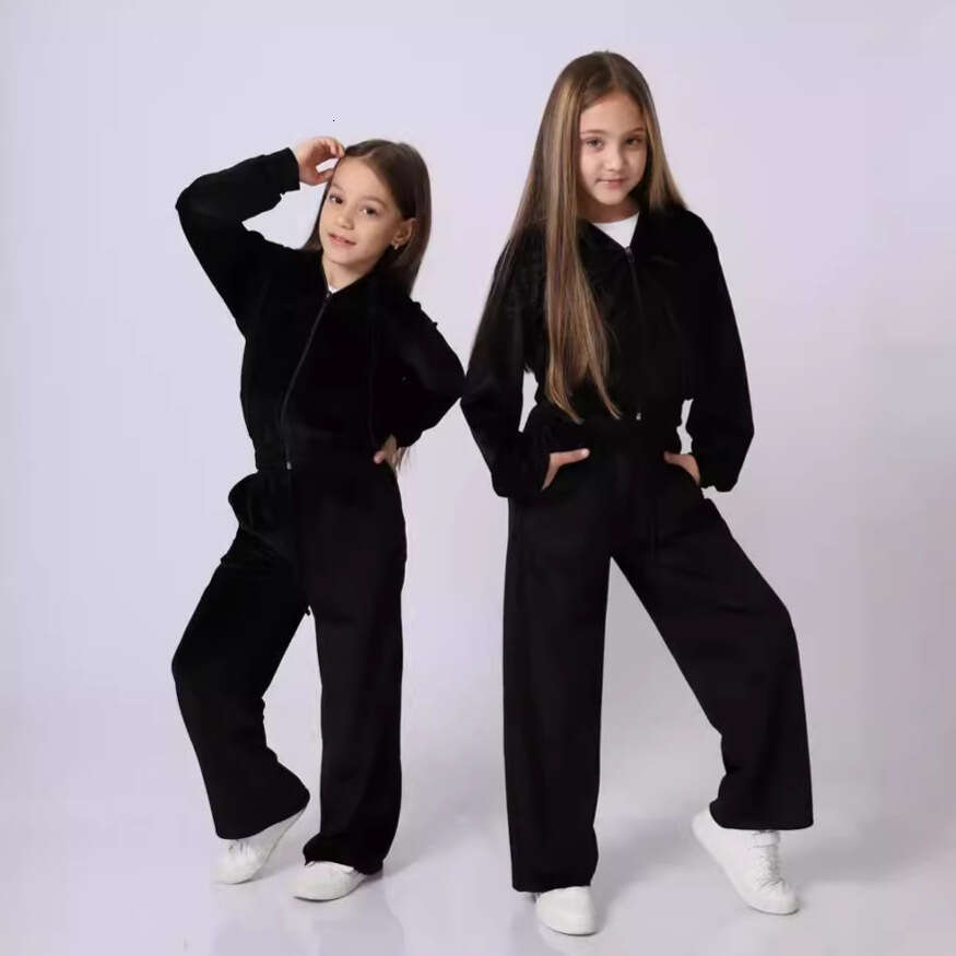 European American Foreign Trade Autumn And Winter Girls' Sports Hat Veet Hoodie Two-Piece Set Trendy Clothing Fashionable Casual Temperament