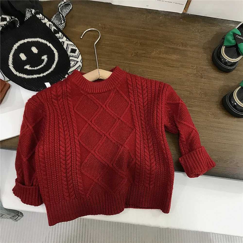 Winter little girl 2PCS clothing set cotton thick Christmas sweater set loose and velvet warm plain straight pants childrens girl set W241213