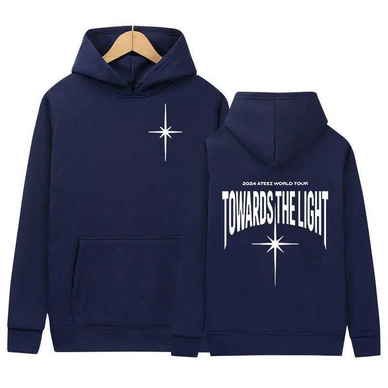 Korean ATEEZ 2024 World Tour Hoodie Towards The Light Print Pullover Sweatshirt Men Women Hip Hop Kpop Fashion Clothing Hoodies W241213