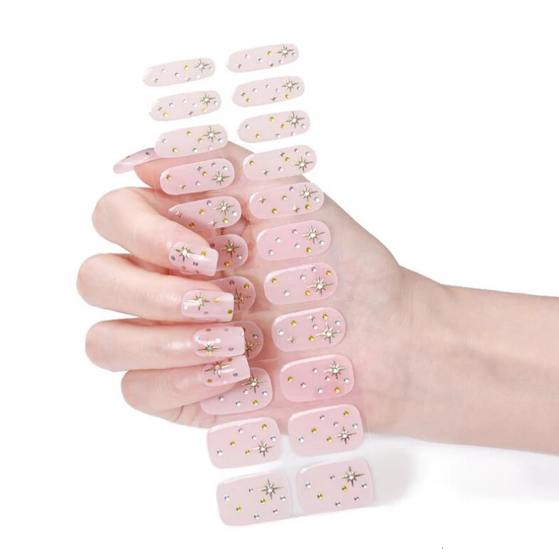 Gel Nail Sticker Durable Nail Strips Handmade Nail Decoration Full Cover Adhesive Press the tip of the false nail 241205