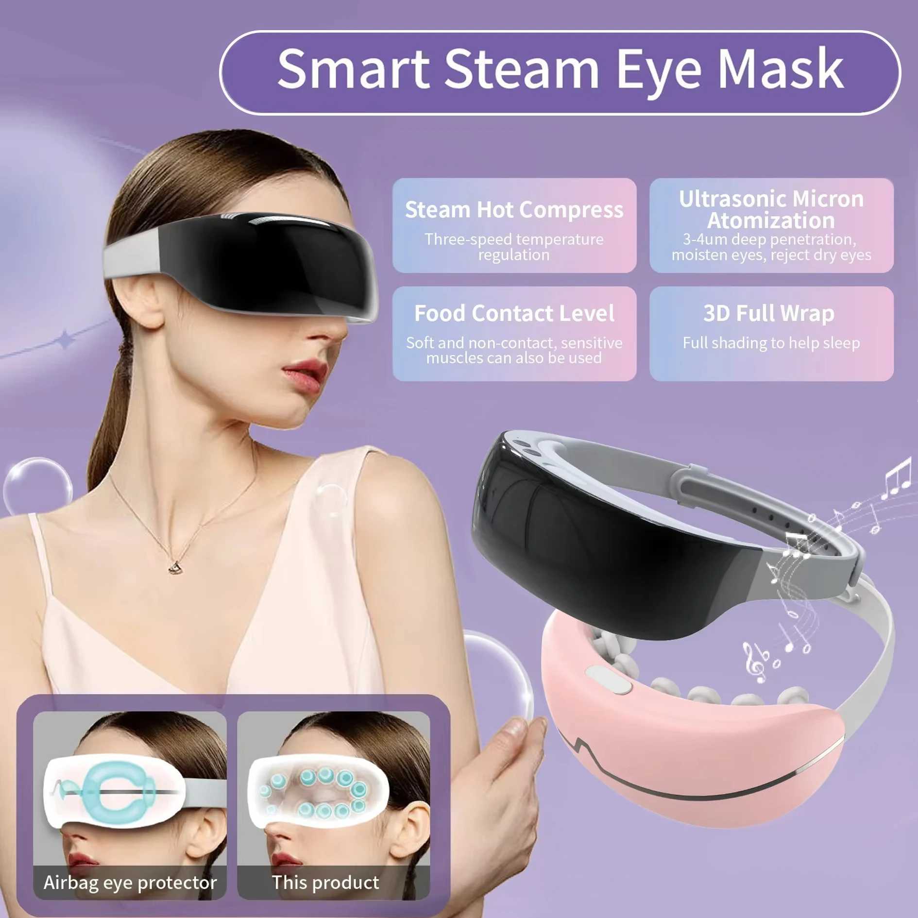 Steam Eye Massager facial mask Hot Spa Steam Eye Massager Acquire Heating Fatigue Dry Eye Atomization Massage Glasses W241213