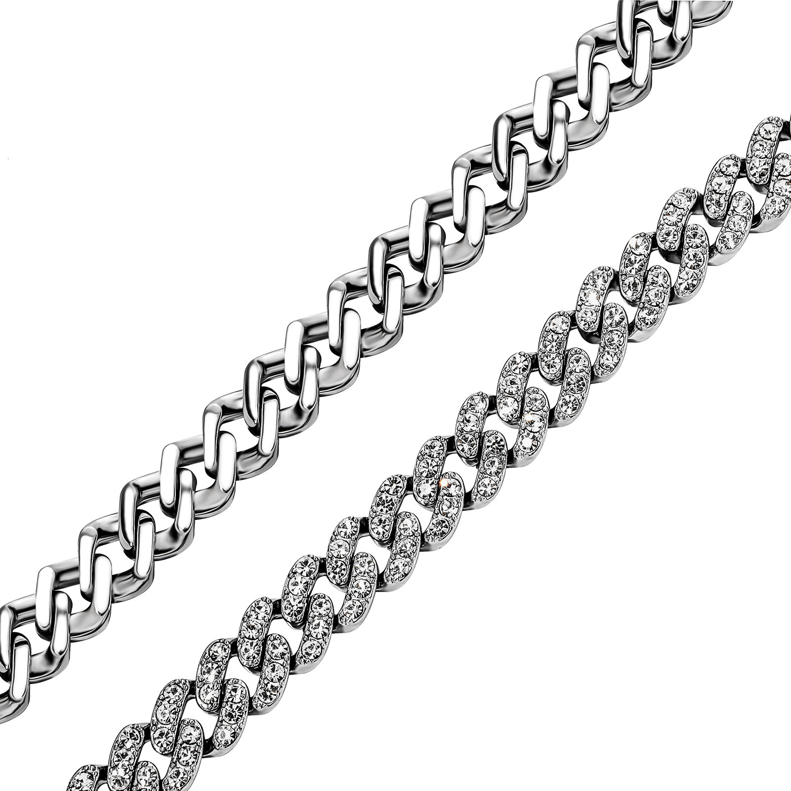 8mm Wolf Tide New In Color Preserved Full Diamond Cuban Chain Hip Hop Necklace Bracelet Mens And Womens Trendy Rap Accessories Bijoux Pulsera Hombre C